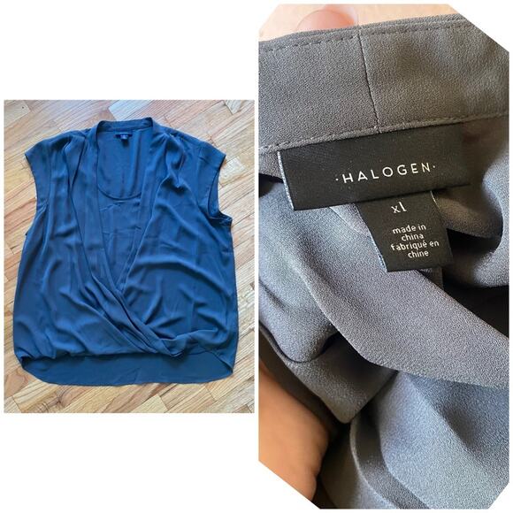 Halogen Beluga gray faux wrap front blouse - Picture 9 of 9